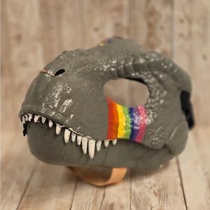 Custom painted Dino mask.Rainbow pride. Nose ring.